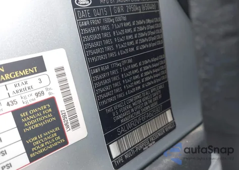 2015 Land Rover Range Rover Sport 3.0L V6 Supercharged Hse из США, поврежденный, VIN SALWR2VF6FA625927